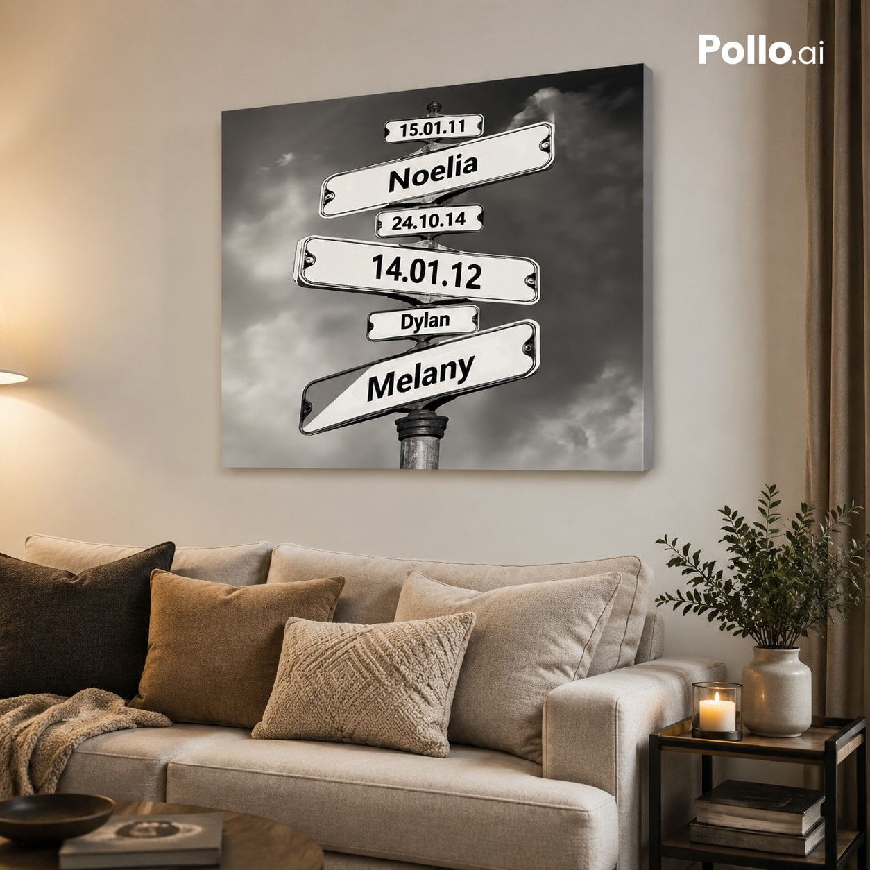 Toile personnalisée "Date de naissance des enfants"