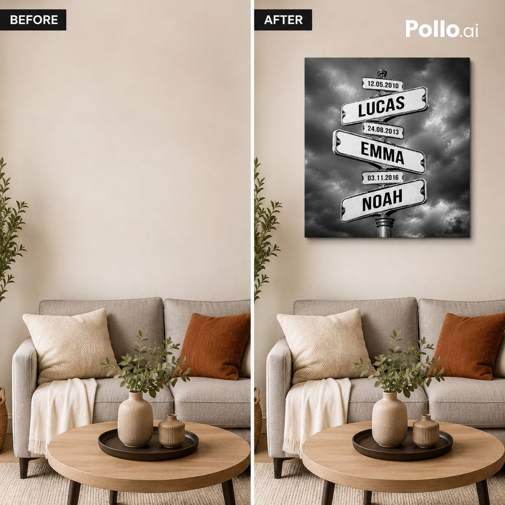 Avant après décoration murale avec toile personnalisée