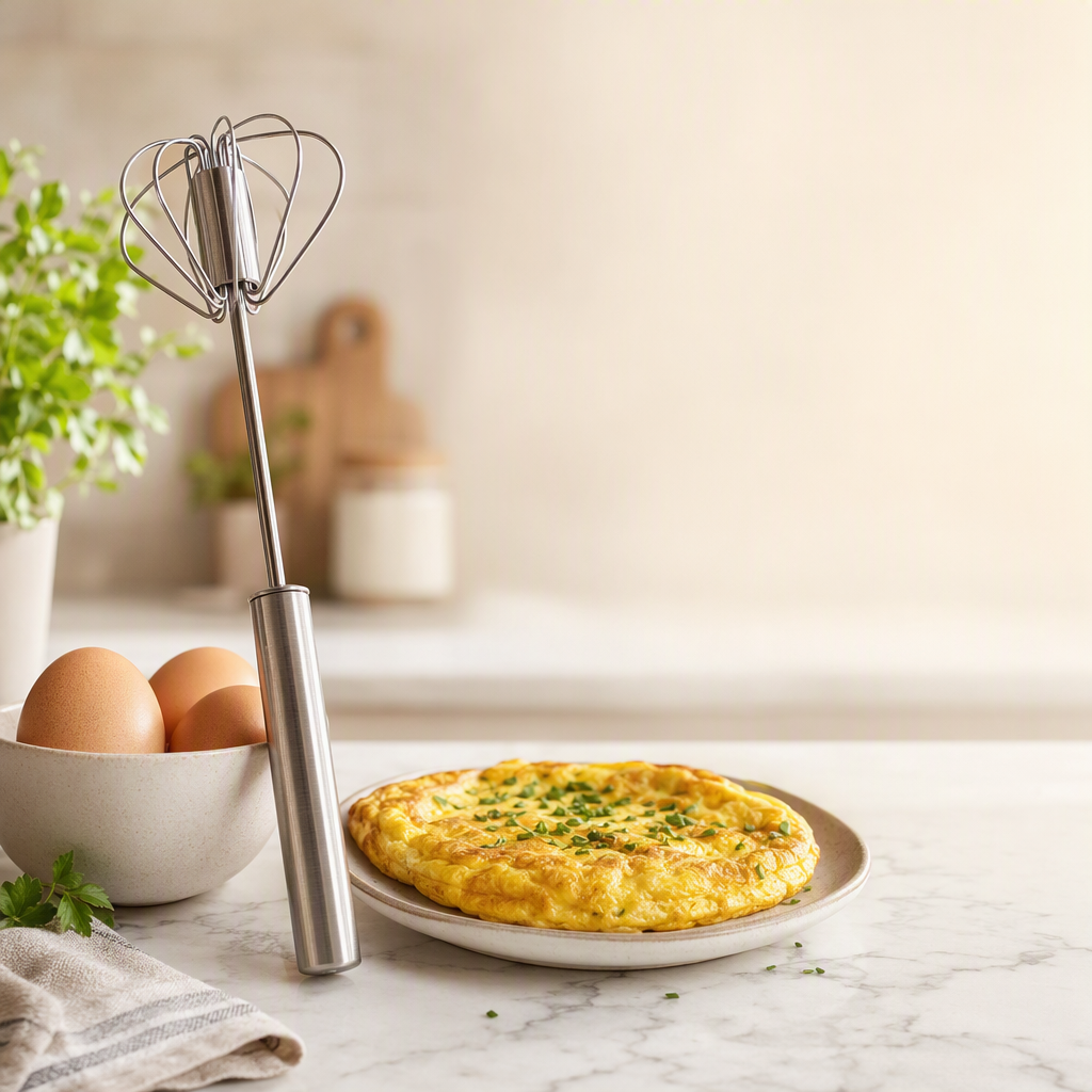 Tel semiautomat inox și omletă pufoasă