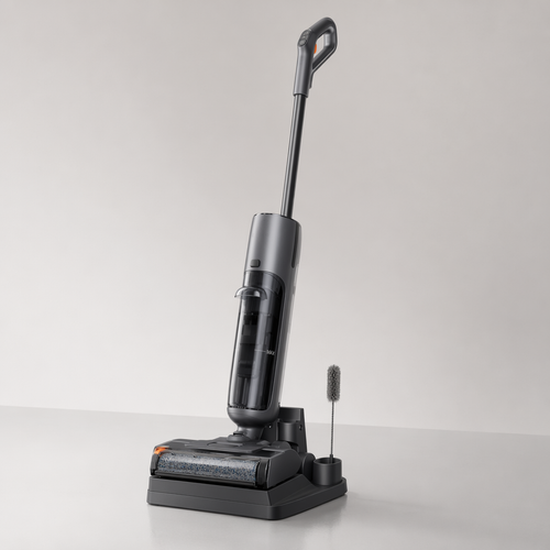 W90 Pro sur sa station d'accueil avec brosse